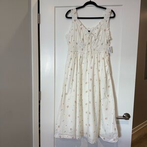 NWT Old Navy Cream Cotton Midi Dress with Floral Print